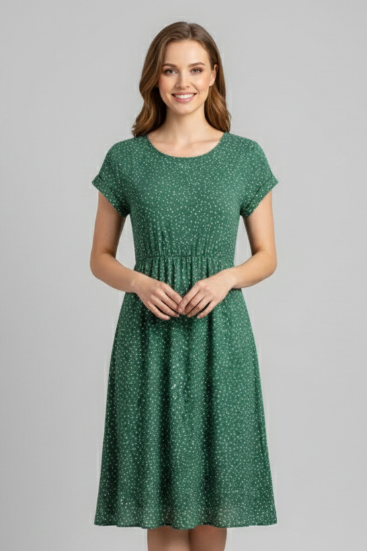 Robe femme col rond manches courtes
