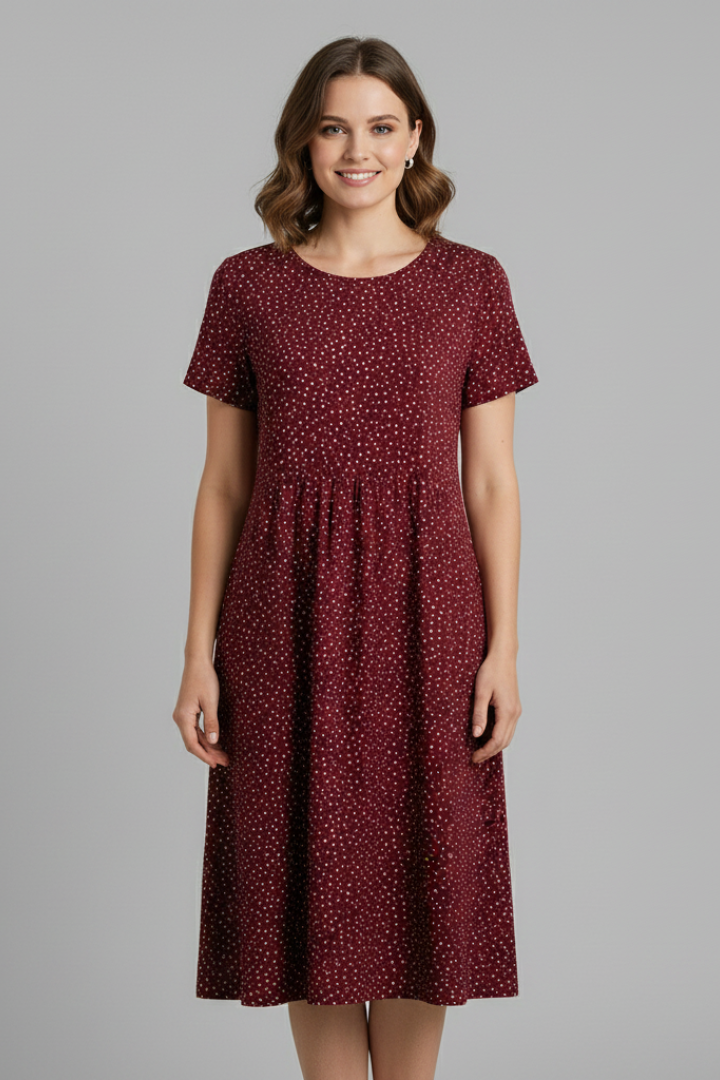 Robe femme col rond manches courtes