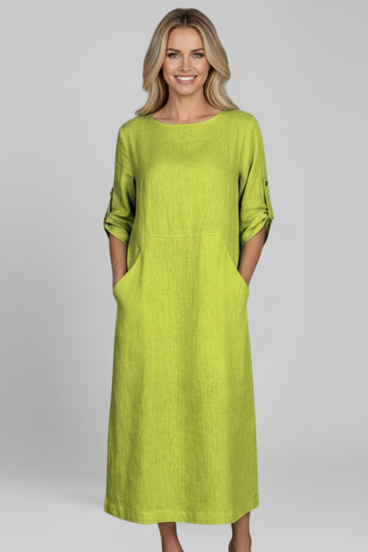 Vestito donna scollo rotondo e tasche laterali