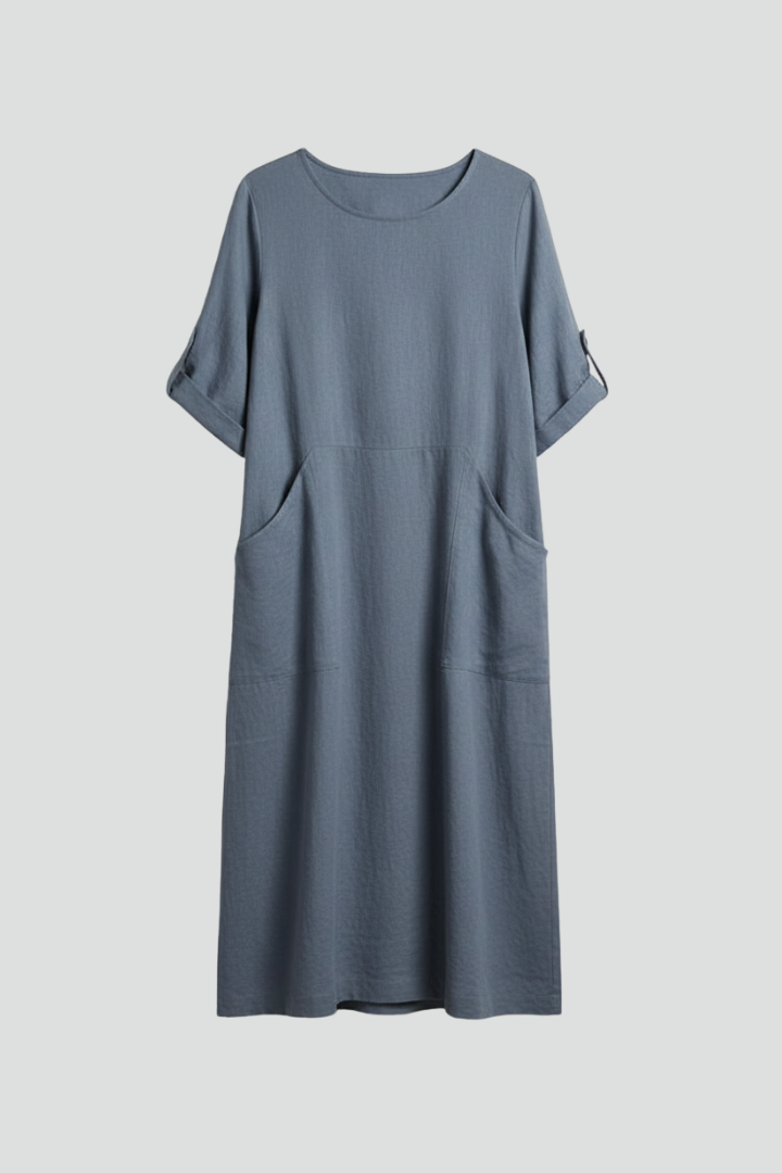 Vestito donna scollo rotondo e tasche laterali