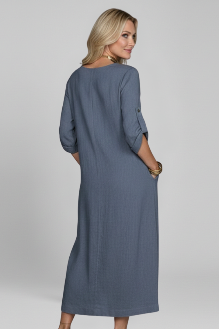 Vestito donna scollo rotondo e tasche laterali