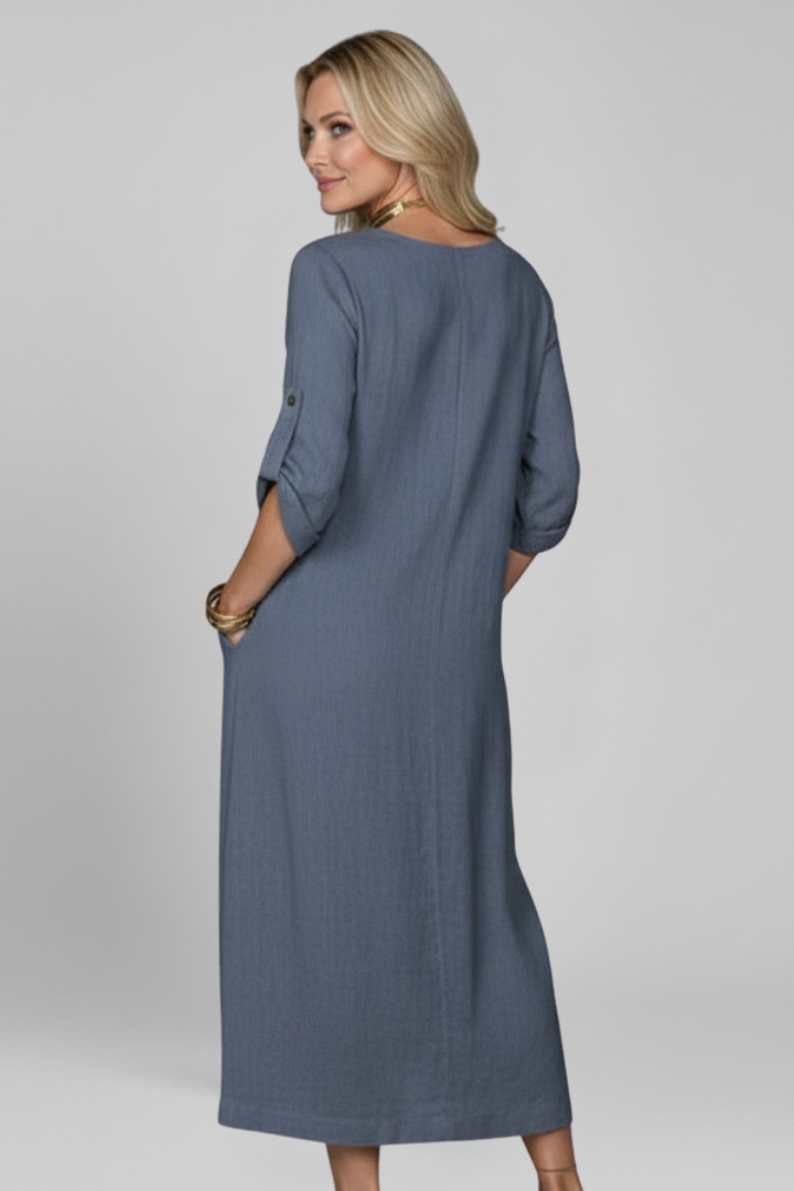 Vestito donna scollo rotondo e tasche laterali