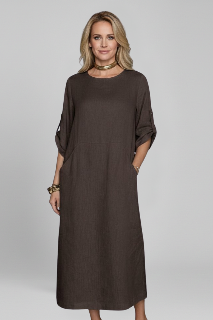 Vestito donna scollo rotondo e tasche laterali