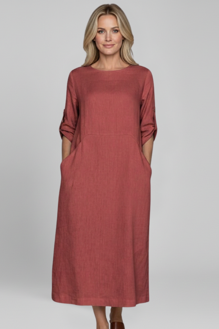 Vestito donna scollo rotondo e tasche laterali