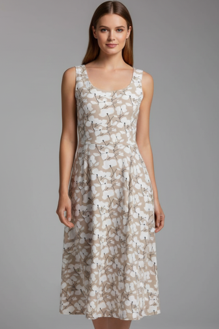 Rochie de damă cu decolteu rotund și fără mâneci