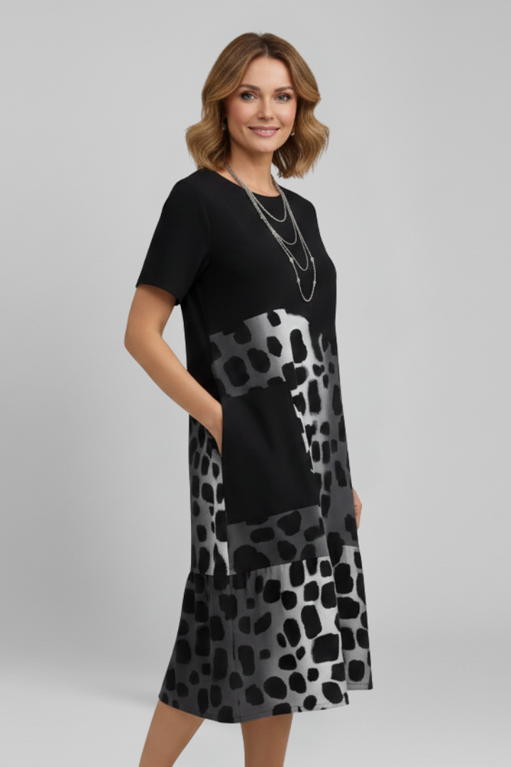 Rochie de damă cu mâneci scurte și buzunare