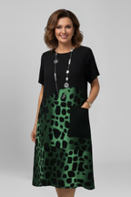Rochie de damă cu mâneci scurte și buzunare