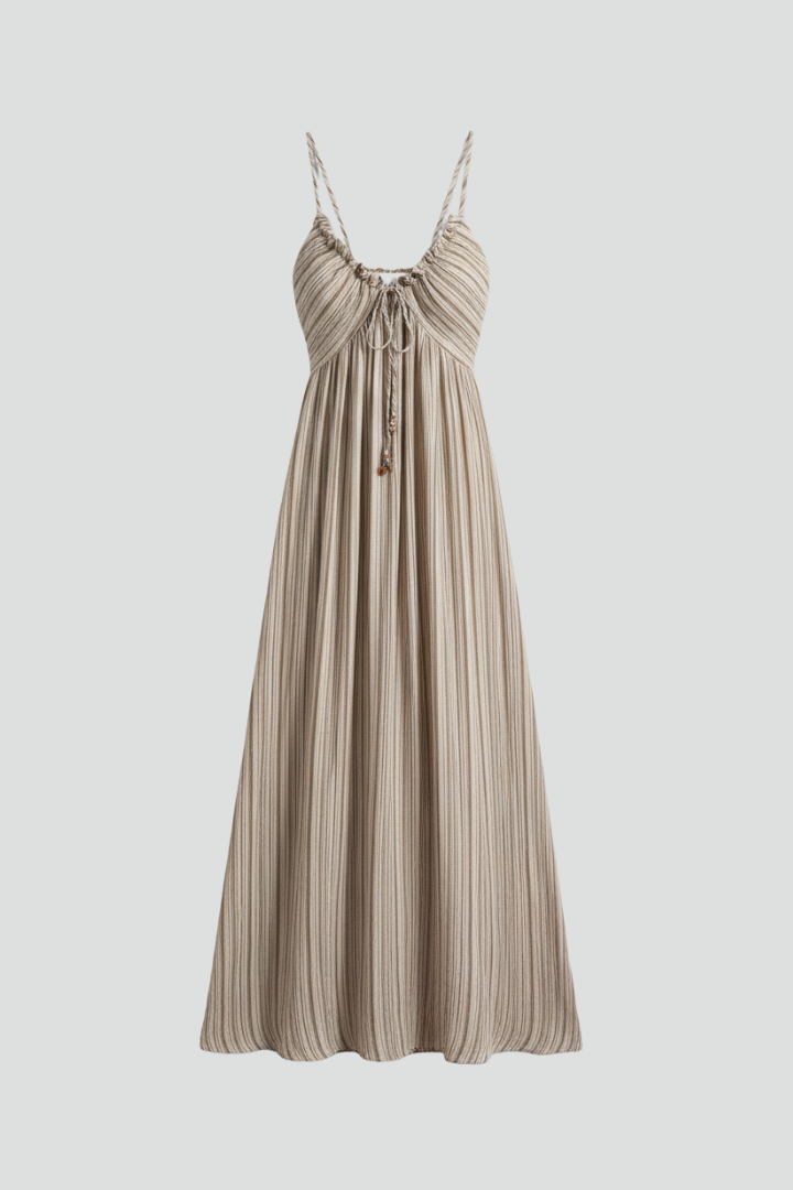 Vestito donna con spalline sottili e superficie plissettata