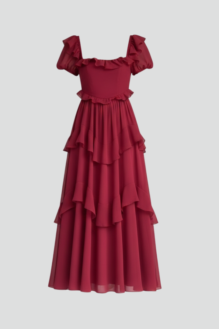 Robe femme col carré manches à volants