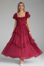 Robe femme col carré manches à volants