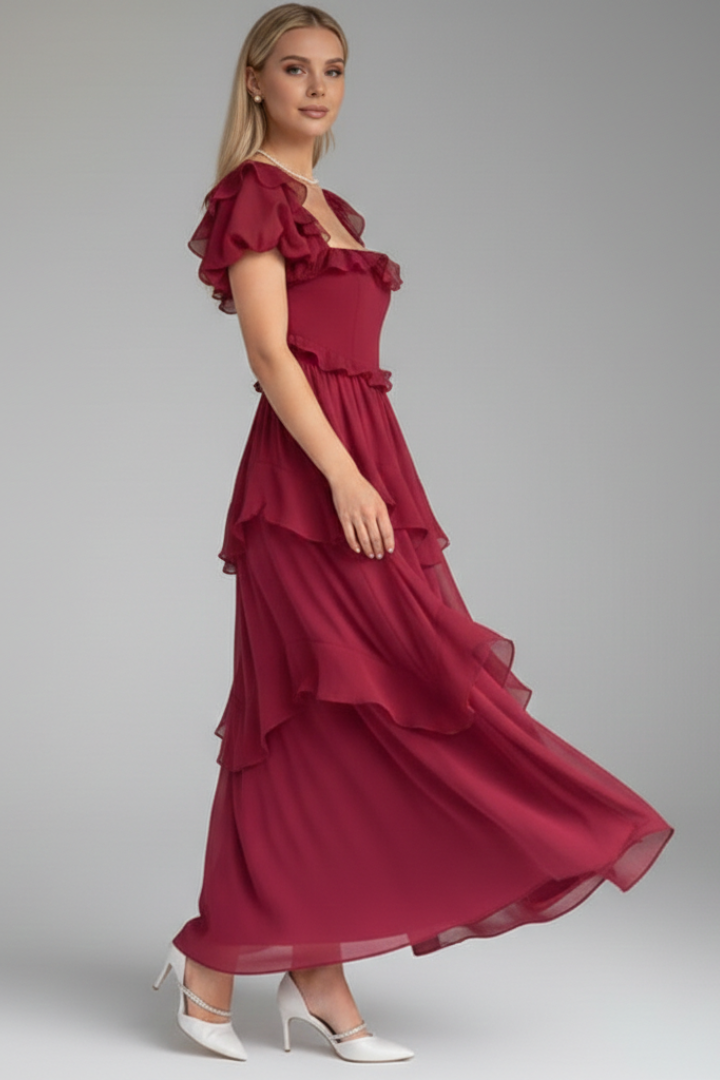 Robe femme col carré manches à volants