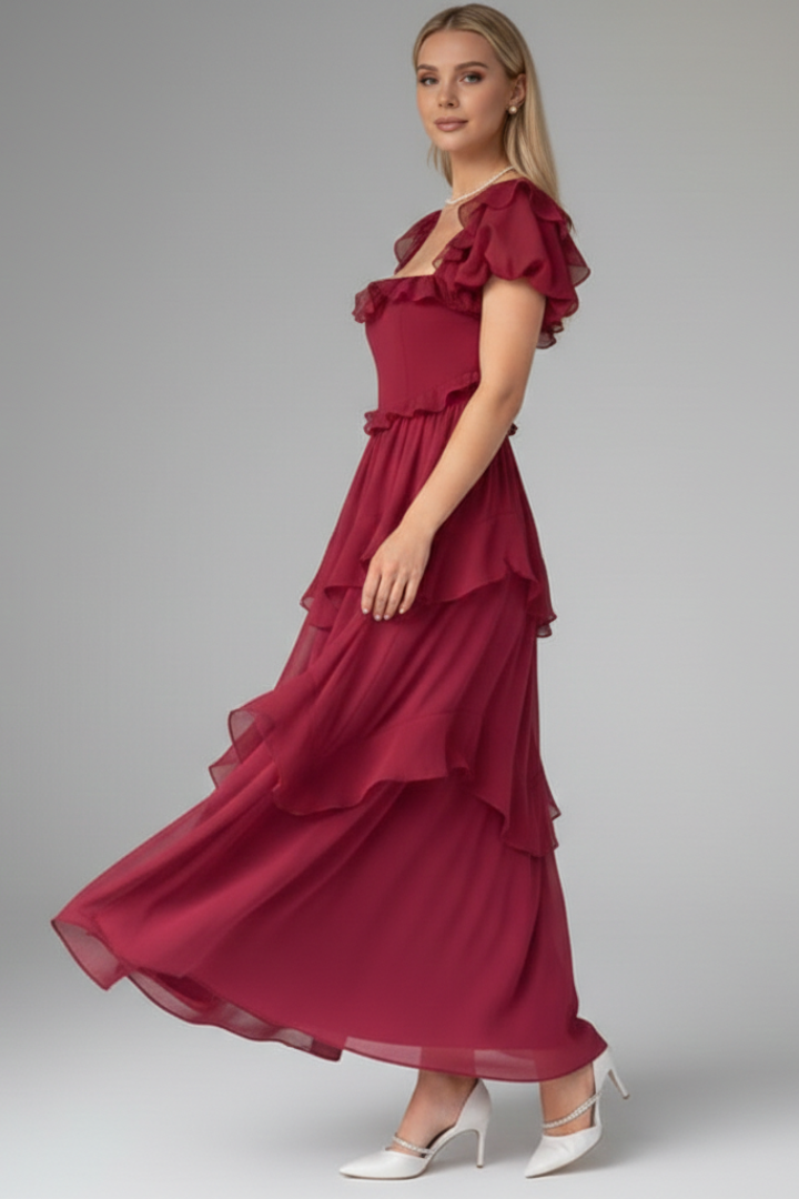 Robe femme col carré manches à volants