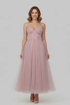 Robe femme bustier corset et bas en tulle