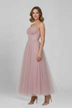 Robe femme bustier corset et bas en tulle
