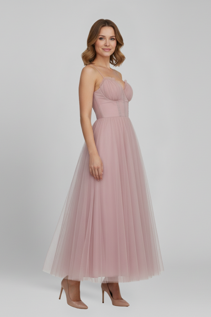 Robe femme bustier corset et bas en tulle
