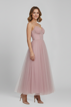 Robe femme bustier corset et bas en tulle