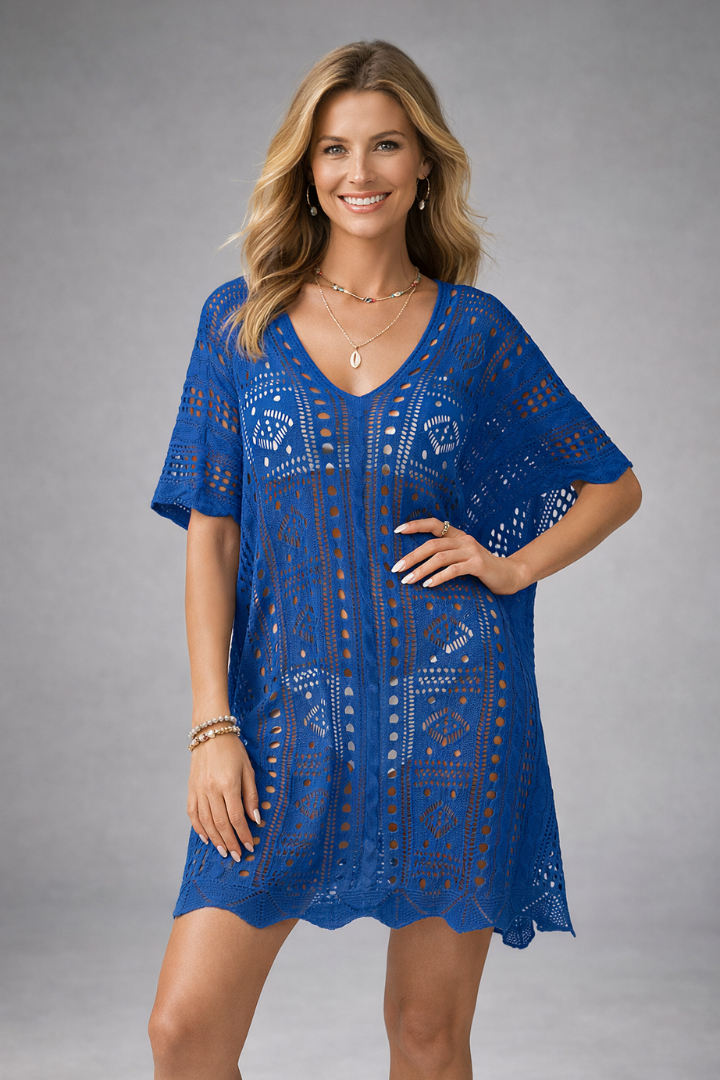 Robe femme col V manches courtes