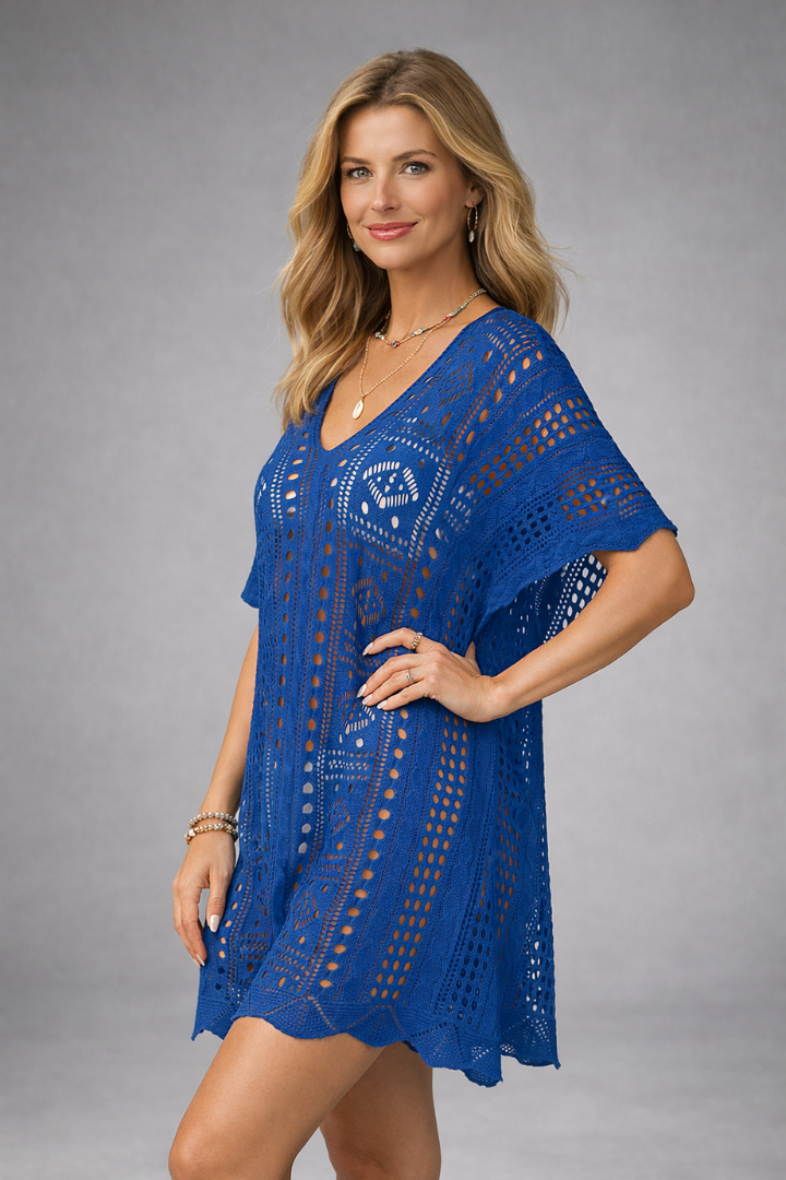 Robe femme col V manches courtes