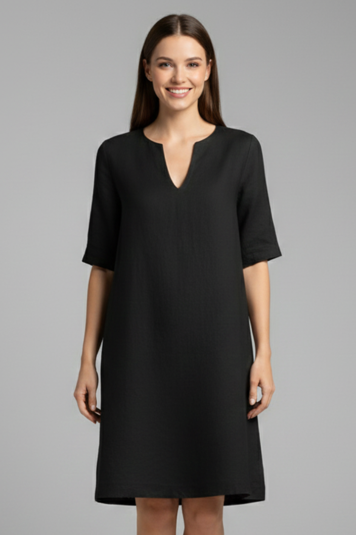 Robe femme col V manches 3/4
