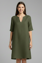 Robe femme col V manches 3/4