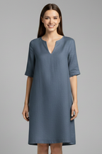 Robe femme col V manches 3/4