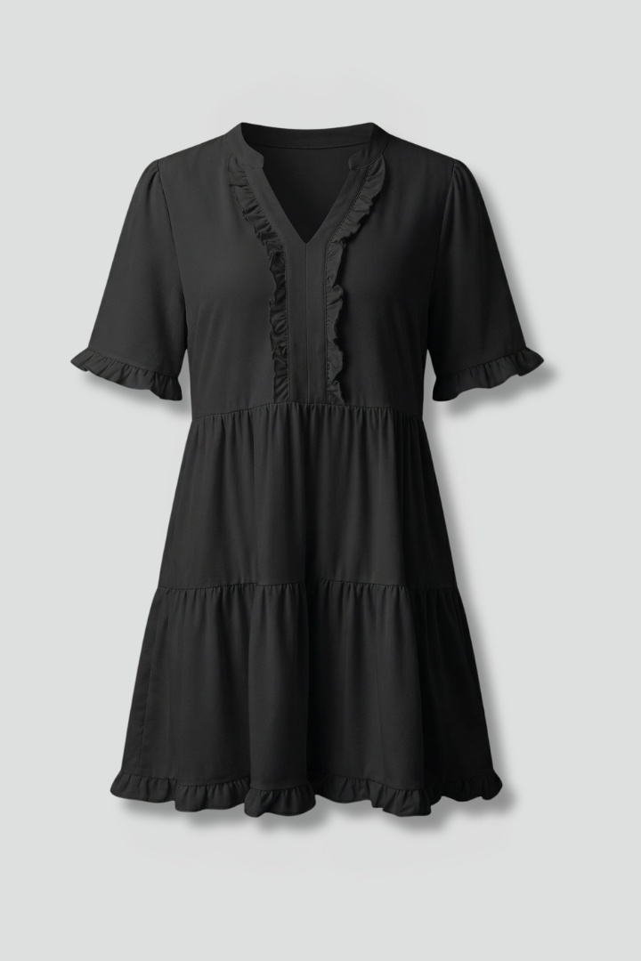 Robe femme col V détail à volant