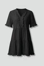 Robe femme col V détail à volant