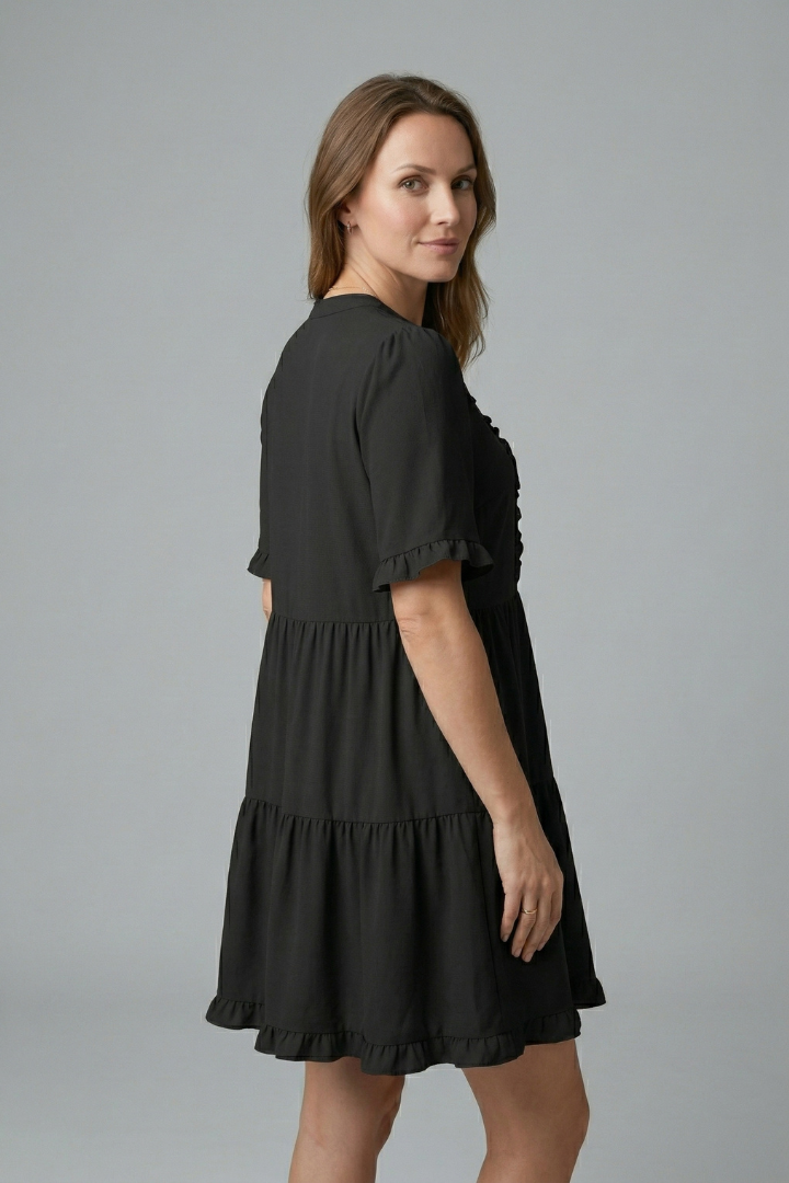 Robe femme col V détail à volant