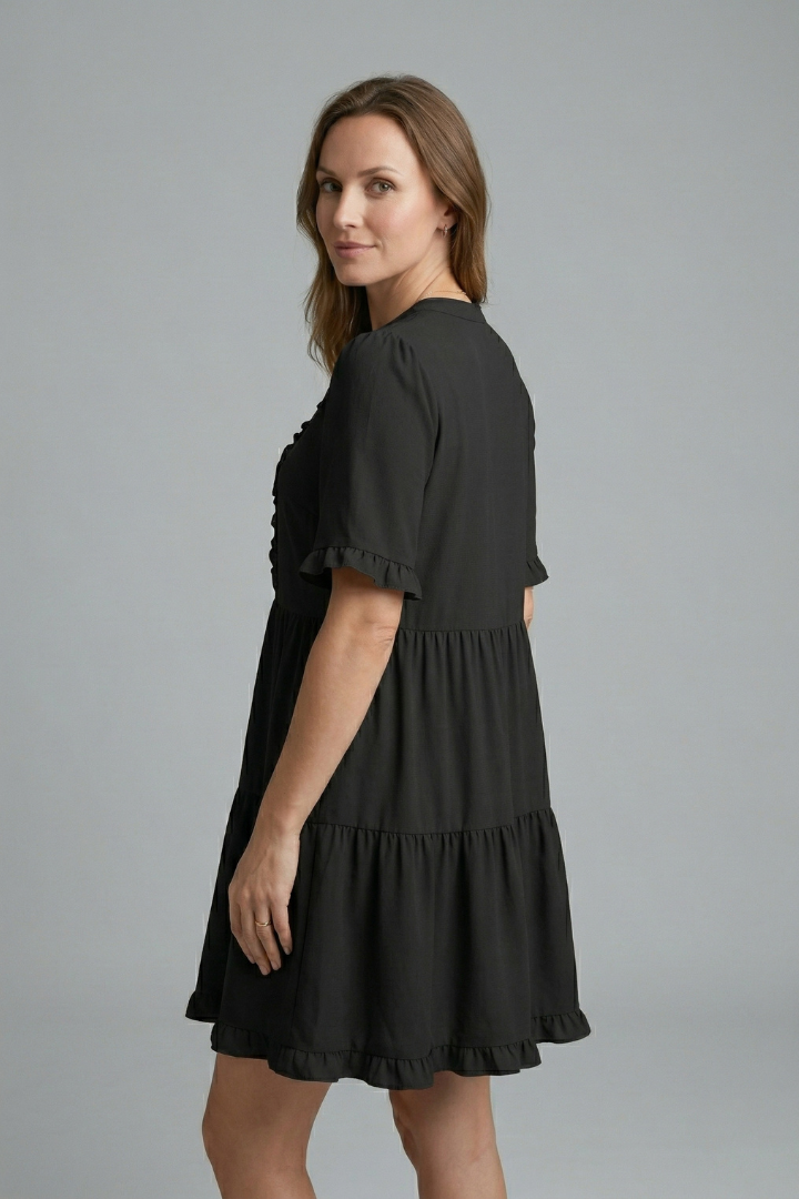 Robe femme col V détail à volant