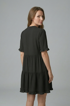 Robe femme col V détail à volant