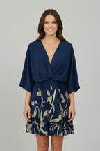 Robe femme col V bas à volant