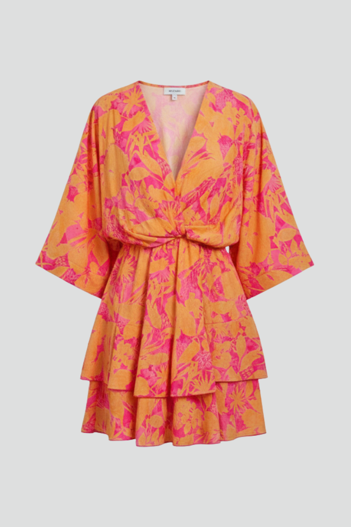 Robe femme col V bas à volant