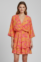 Robe femme col V bas à volant
