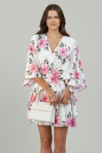 Robe femme col V bas à volant