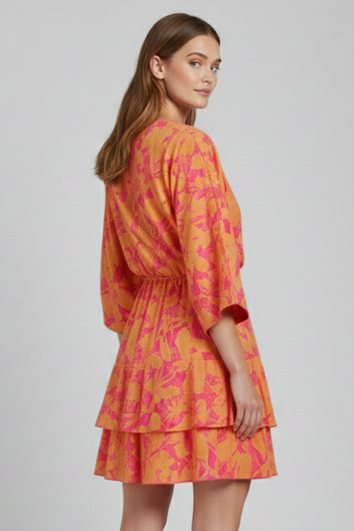 Robe femme col V bas à volant