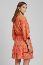 Robe femme col V bas à volant