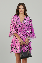 Robe femme col V bas à volant