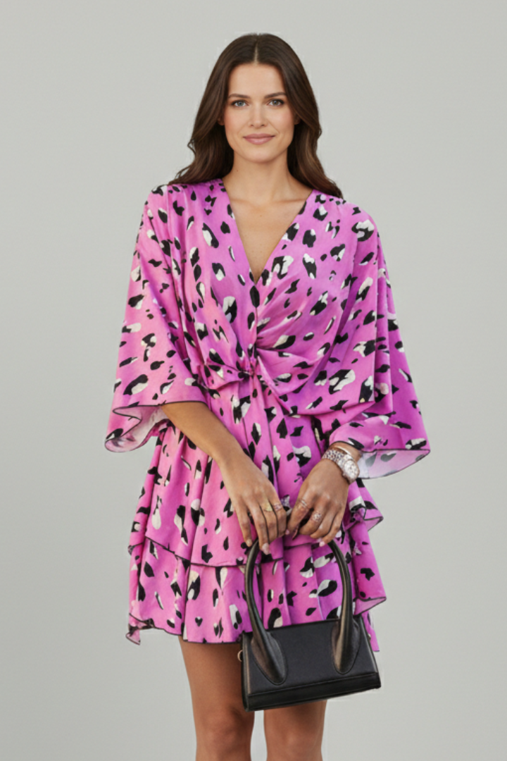 Robe femme col V bas à volant