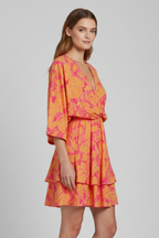 Robe femme col V bas à volant