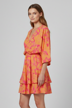 Robe femme col V bas à volant