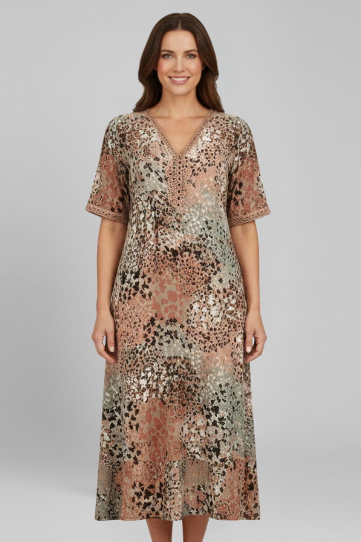 Robe femme col V manches courtes