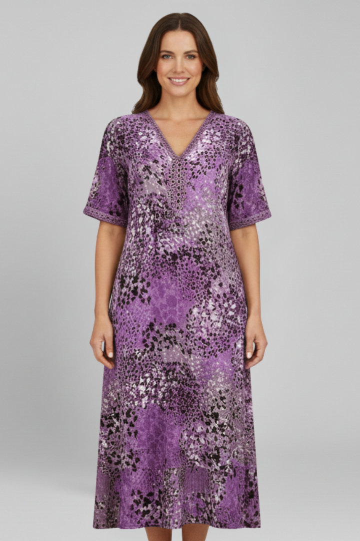 Robe femme col V manches courtes