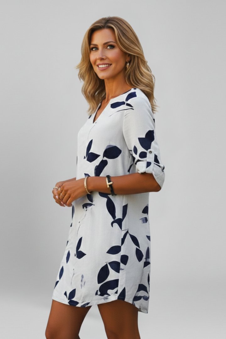 Robe femme col V manches courtes