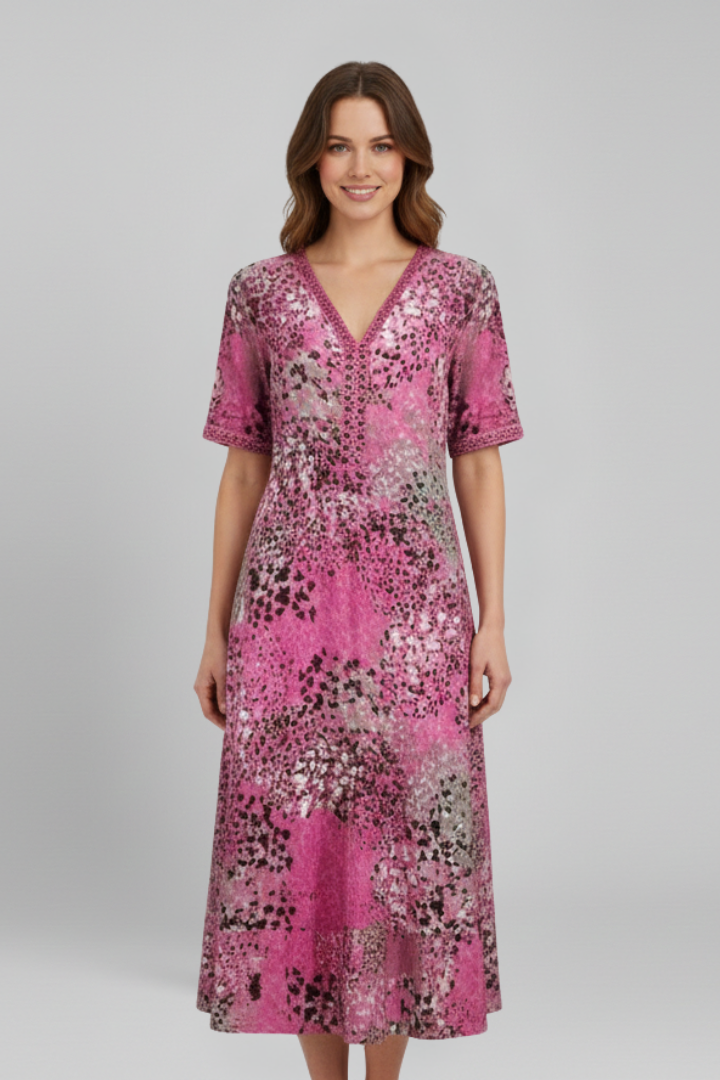 Robe femme col V manches courtes