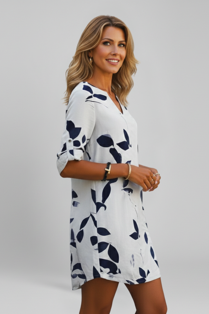 Robe femme col V manches courtes