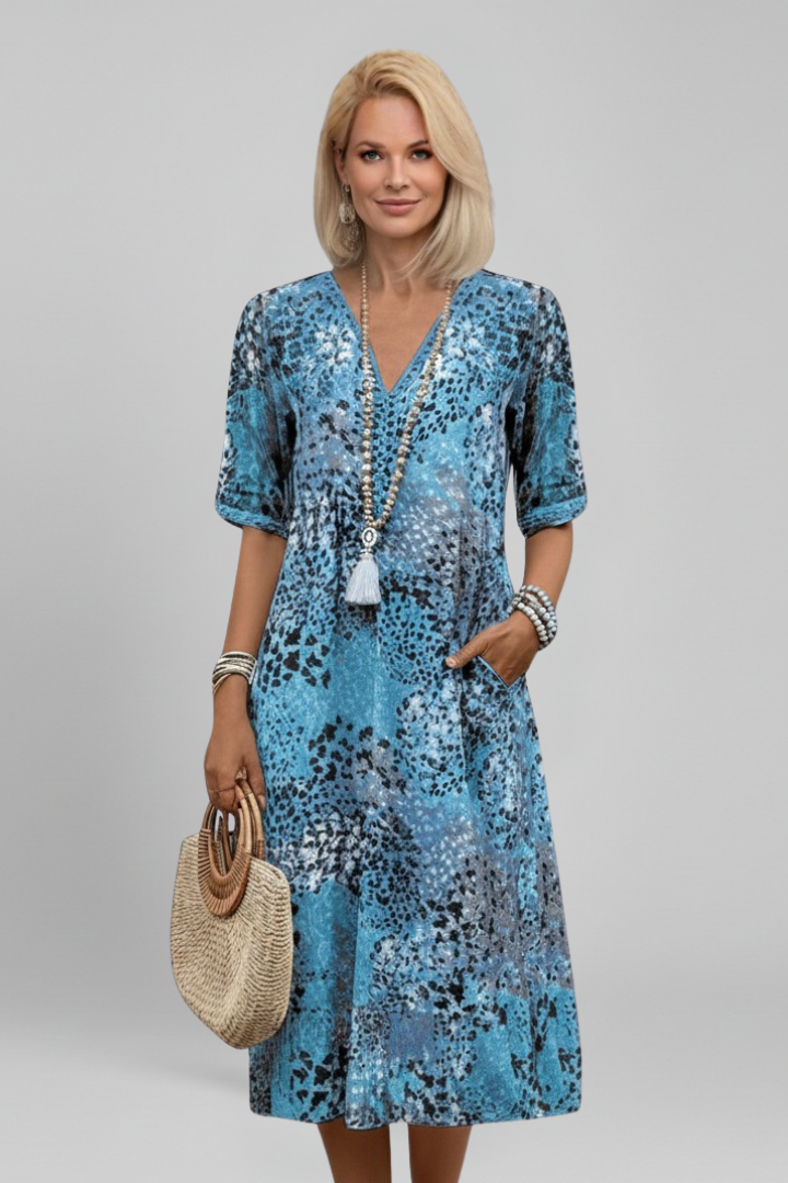 Robe femme col V manches courtes