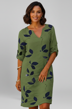 Robe femme col V manches courtes