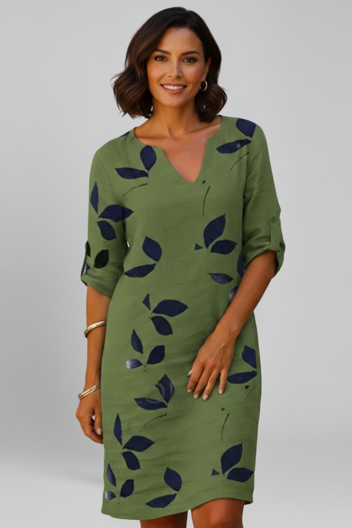 Robe femme col V manches courtes