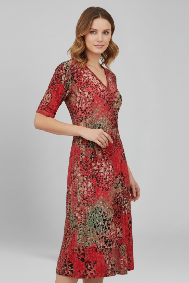 Robe femme col V manches courtes