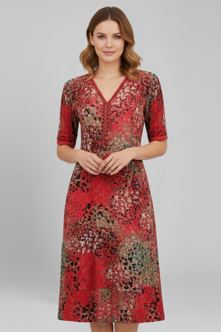 Robe femme col V manches courtes